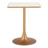 24" Beige and Gold Wood and Steel Pedestal Base Square Dining Table