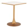 24" Beige and Gold Wood and Steel Pedestal Base Square Dining Table