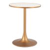 24" Beige and Gold Wood and Steel Pedestal Base Round Top Dining Table