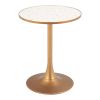 24" Beige and Gold Wood and Steel Pedestal Base Round Top Dining Table
