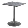 24" Black Wood and Steel Faux Terrazzo Pedestal Base Square Dining Table