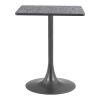24" Black Wood and Steel Faux Terrazzo Pedestal Base Square Dining Table