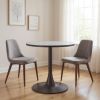 24" Gray and Bronze Wood and Steel Pedestal Base Round Top Dining Table