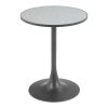 24" Gray and Bronze Wood and Steel Pedestal Base Round Top Dining Table