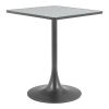 24" Gray Wood and Steel Faux Terrazzo Pedestal Base Square Dining Table
