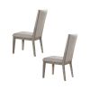 Set of Two Gray Fabric And Solid Wood Dining Side Chairs