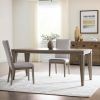 Set of Two Gray Fabric And Solid Wood Dining Side Chairs