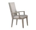 Set of Two Gray Fabric And Solid Wood Dining Arm Chairs