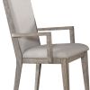 Set of Two Gray Fabric And Solid Wood Dining Arm Chairs