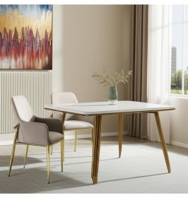 Set of Two Gray and Gold Velvet And Wood and Metal Dining Side Chairs