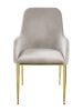 Set of Two Gray and Gold Velvet And Wood and Metal Dining Side Chairs