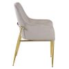 Set of Two Gray and Gold Velvet And Wood and Metal Dining Side Chairs