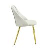Set of Two White and Gold Upholstered Faux Leather And Metal Dining Side Chairs