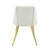 Set of Two White and Gold Upholstered Faux Leather And Metal Dining Side Chairs