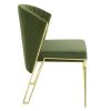 Set of Two Green and Gold Upholstered Velvet And Steel Wing Back Dining Side Chairs