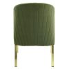 Set of Two Green and Gold Upholstered Velvet And Steel Wing Back Dining Side Chairs