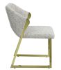 Beige and Gold Upholstered Boucle Wing Back Dining Side Chair