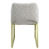 Beige and Gold Upholstered Boucle Wing Back Dining Side Chair