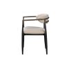 Set of Two Beige And Black Upholstered Fabric Open Back Dining Arm Chairs