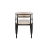 Set of Two Beige And Black Upholstered Fabric Open Back Dining Arm Chairs
