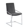 Set of Two Gray and Silver Upholstered Velvet And Metal Dining Side Chairs