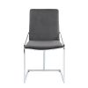 Set of Two Gray and Silver Upholstered Velvet And Metal Dining Side Chairs