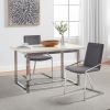 Set of Two Gray and Silver Upholstered Velvet And Metal Dining Side Chairs