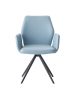 Light Blue and Black Upholstered Leather Dining Side Chair