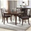 Set of Two Brown and Dark Brown Upholstered Microfiber Dining Side Chairs