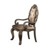 Set of Two Tufted Oak Upholstered Faux Leather And Solid Wood Dining Arm Chairs