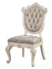 Set of Two Tufted Rose Gold and Pearl Upholstered Faux Leather And Solid Wood Dining Side Chairs