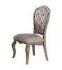 Set of Two Tufted Beige and Taupe Upholstered Fabric And Solid Wood Dining Side Chairs