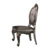 Set of Two Silver and Platinum Upholstered Faux Leather And Solid Wood King Louis Back Dining Side Chairs