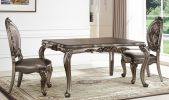 Set of Two Silver and Platinum Upholstered Faux Leather And Solid Wood King Louis Back Dining Side Chairs