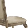 Set of Two Antiqued White Upholstered Faux Leather Dining Side Chairs