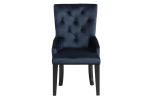 Tufted Dark Blue and Black Upholstered Velvet Dining Parsons Chair