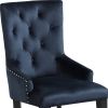 Tufted Dark Blue and Black Upholstered Velvet Dining Parsons Chair
