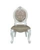 Set of Two Gray and White Upholstered Faux Leather And Solid Wood King Louis Back Dining Side Chairs