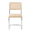 Set of Two Natural and Silver Steel Open Back Dining Side Chairs