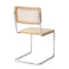 Set of Two Natural and Silver Steel Open Back Dining Side Chairs