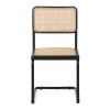 Set of Two Black and Natural Steel Open Back Dining Side Chairs
