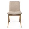 Set of Two White And Beige And Brown Fabric And Solid Wood Dining Side Chairs