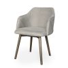 Gray And Brown Upholstered Fabric Dining Arm Chair
