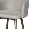 Gray And Brown Upholstered Fabric Dining Arm Chair