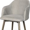 Gray And Brown Upholstered Fabric Dining Arm Chair