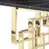 79" Black and Gold Marble and Metal Double Pedestal Base Dining Table