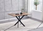 47" Brown and Black Wood and Metal Cross Leg Base Dining Table