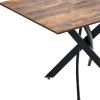 47" Brown and Black Wood and Metal Cross Leg Base Dining Table