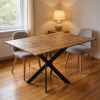 47" Brown and Black Wood and Metal Cross Leg Base Dining Table