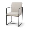 Beige and Black Upholstered Cushion And Metal Dining Arm Chair